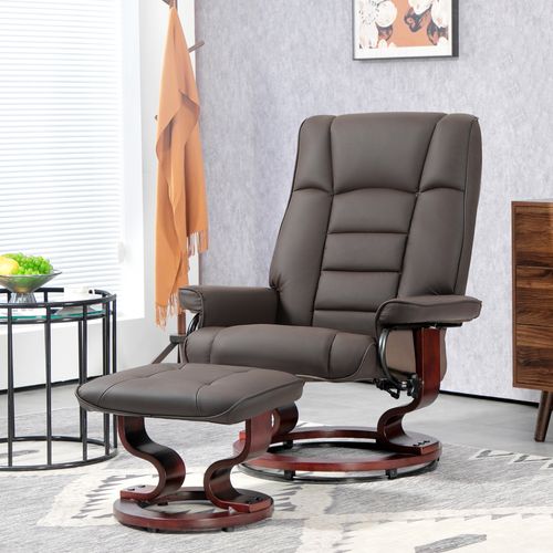 Fauteuil Relax Inclinable Pivotant Réglable Avec Repose-pied Bois