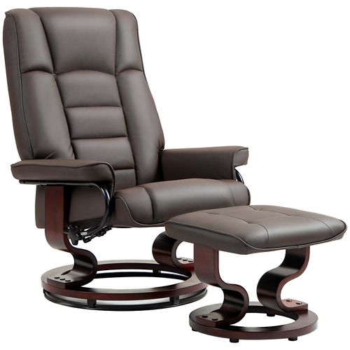 Fauteuil Relax Inclinable Pivotant Réglable Avec Repose-pied Bois