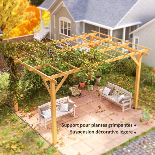 Pergola Bois Autoportante 12 M² Dim. 3 X 4 M Sapin Pré-huilé