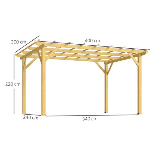 Pergola Bois Autoportante 12 M² Dim. 3 X 4 M Sapin Pré-huilé