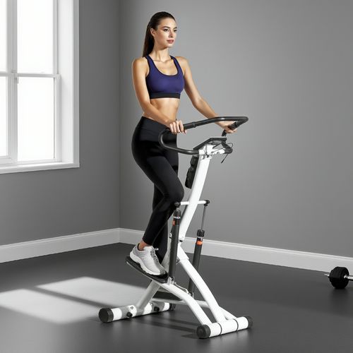 Stepper Fitness Pliable Réglable Avec Guidon Écran LCD Blanc