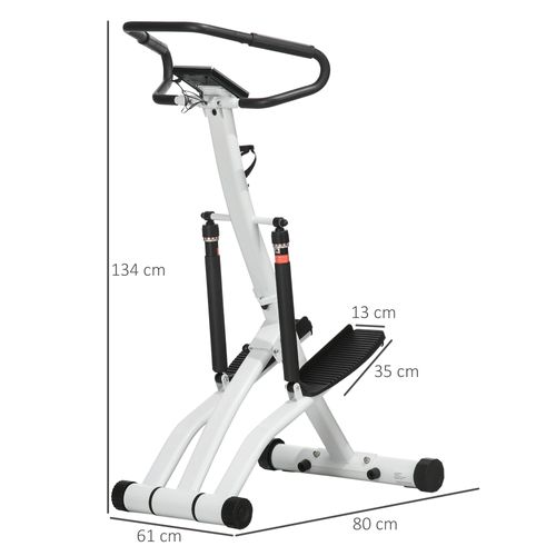 Stepper Fitness Pliable Réglable Avec Guidon Écran LCD Blanc
