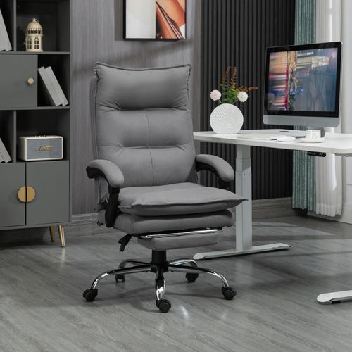 Fauteuil De Bureau Massant Chauffant Inclinable Repose-pieds Microfibre