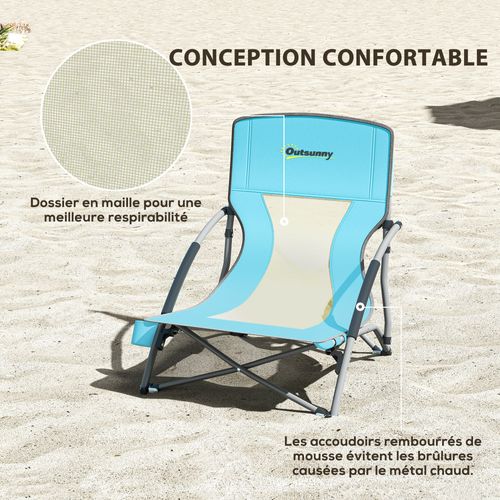 Lot De 2 Chaises De Plage Pliantes Légères Poids Net 2,2 Kg