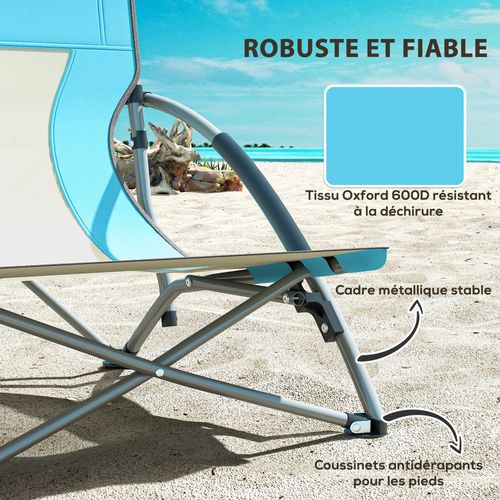 Lot De 2 Chaises De Plage Pliantes Légères Poids Net 2,2 Kg