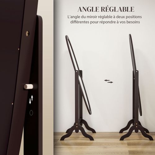 Miroir à Pied Ovale Style Shabby Chic Aspect Bois