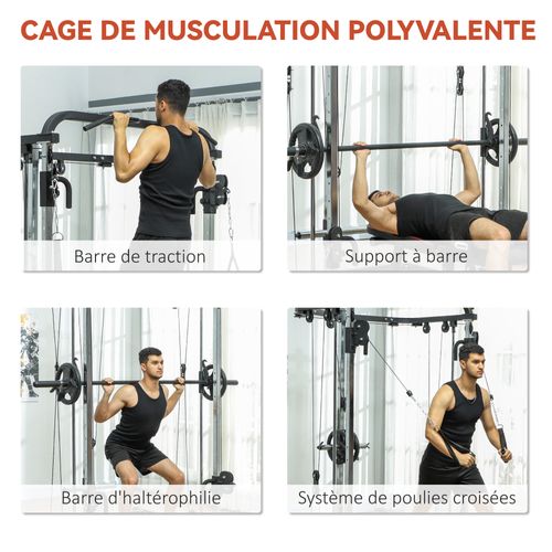 Station De Musculation Fitness Entrainement Complet Acier Noir
