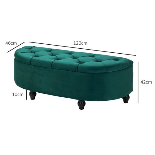 Pouf De Rangement Coffre Classique Capitonné Demi-cercle Velours