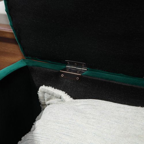 Pouf De Rangement Coffre Classique Capitonné Demi-cercle Velours