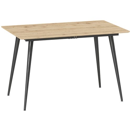 Table à Manger Extensible 120-160 Cm 6-8 Personnes Acier Noir Effet Bois