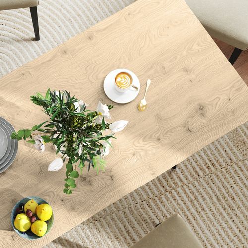 Table à Manger Extensible 120-160 Cm 6-8 Personnes Acier Noir Effet Bois