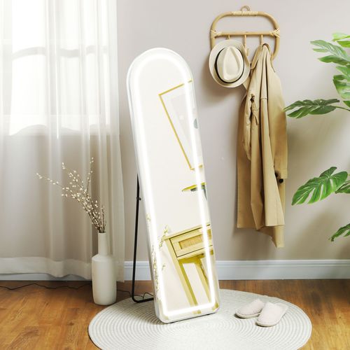 Miroir Sur Pied Arqué - Miroir LED Réglable Tactile Dim. 40l X 150h Cm