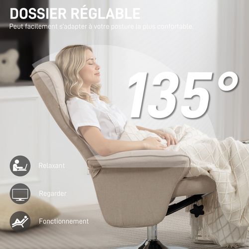 Fauteuil Relax Pivotant Inclinable Style Contemporain Avec Repose-pied
