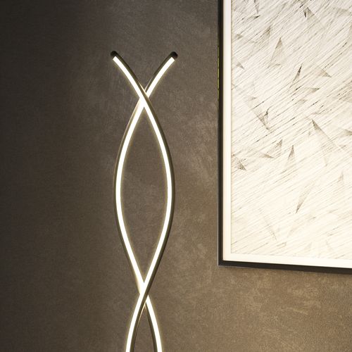 Lampadaire LED Design Spirales - H. 140 Cm - Alu. Acrylique Noir