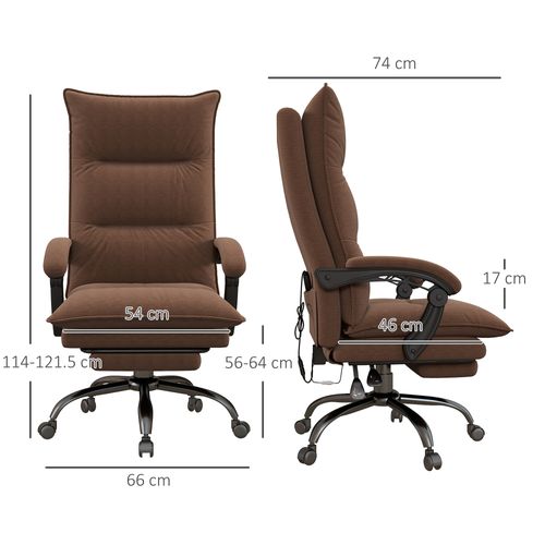 Fauteuil De Bureau Massant Chauffant Inclinable Repose-pieds Microfibre