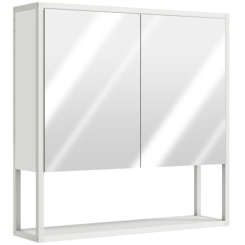 Armoire Murale Miroir Salle De Bain 2 Portes Étagère Niche Blanc