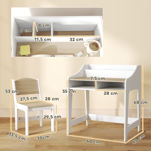 Ensemble Bureau Et Chaise Enfant 5 Compartiments De Rangement
