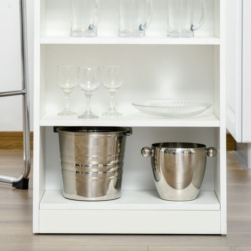 Table De Bar Table Haute 2 Pers. 4 Étagères Blanc