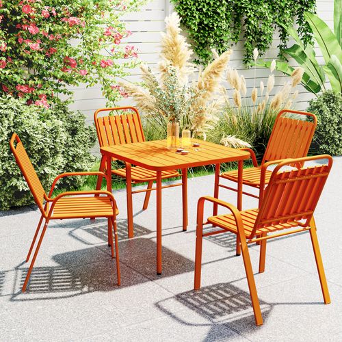 Lot De 4 Chaises De Jardin Empilables Design Néo-rétro Acier Époxy