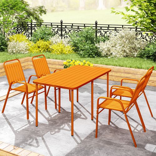 Lot De 4 Chaises De Jardin Empilables Design Néo-rétro Acier Époxy