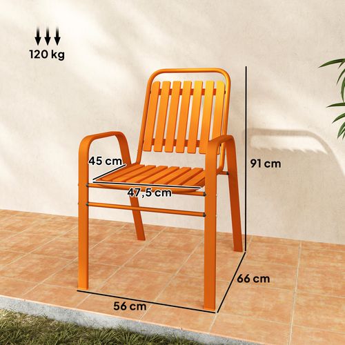 Lot De 4 Chaises De Jardin Empilables Design Néo-rétro Acier Époxy