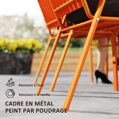 Lot De 4 Chaises De Jardin Empilables Design Néo-rétro Acier Époxy