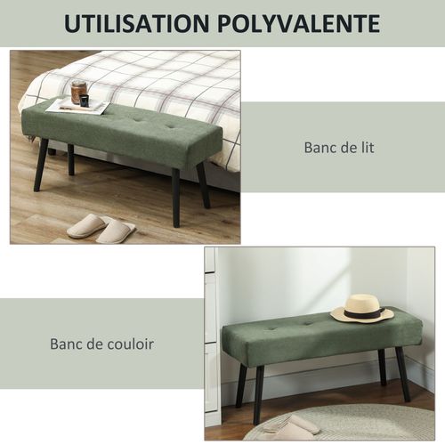 Banquette Bout De Lit Velours Côtelé Design Dim. 100 X 36 X 45 Cm Acier Noir Tissu