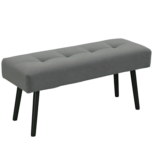 Banquette Bout De Lit Velours Côtelé Design Dim. 100 X 36 X 45 Cm Acier Noir Tissu