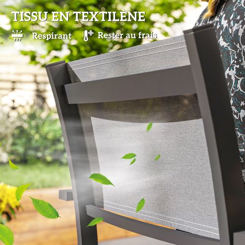 Lot De 4 Chaises De Jardin Alu Textilène Pvc Effet Bois