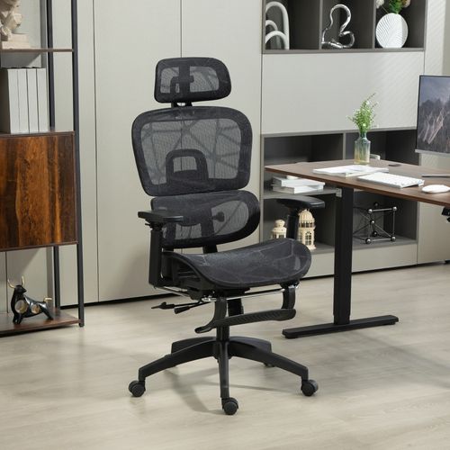 Fauteuil De Bureau Ergonomique Grand Confort Entièrement Réglable Noir