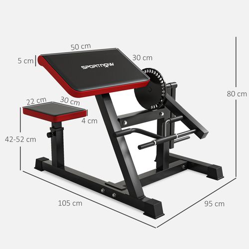 Banc à Biceps Preacher Curl Réglable Max. 120 Kg Acier Noir Rouge