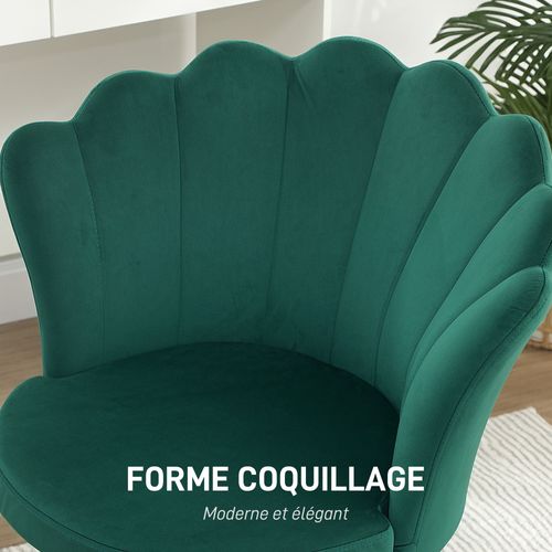 Chaise Design Coquillage Pieds Métal Dorés Effilés Velours