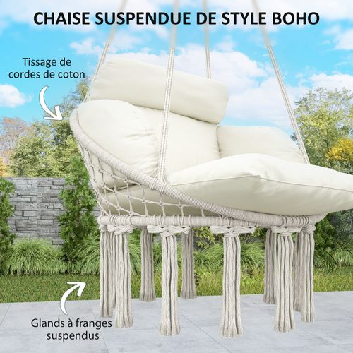 Chaise Suspendue De Jardin Avec Coussin Macramé Coton