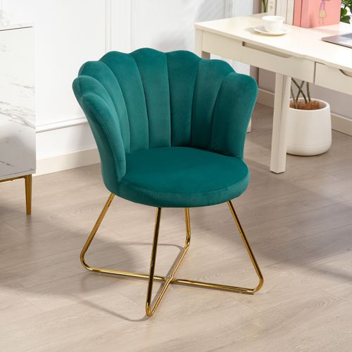 Fauteuil Design Coquillage Piètement Acier Doré Velours