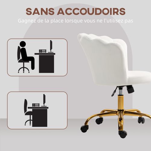 Chaise Bureau Velours Design Coquillage