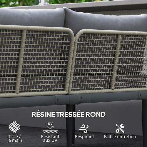 Salon De Jardin Design Modulable 4 Places 3 Pièces Gris Bois Acacia