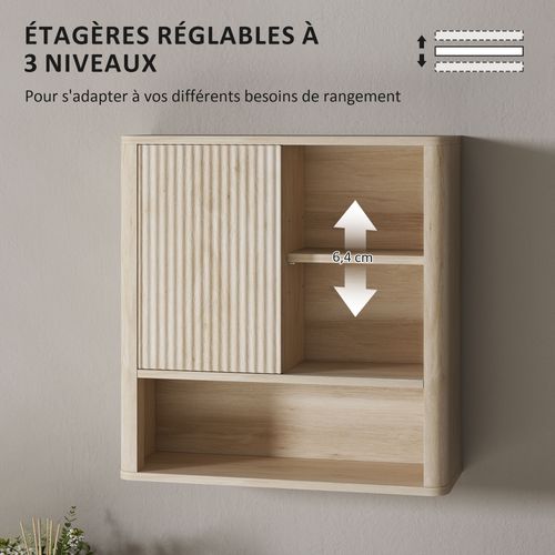 Armoire Murale De Salle De Bain Style Bohème Porte Coulissante Étagère Niche