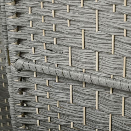 Paravent Intérieur 3 Panneaux Pliables En Bois Style Bohème Tissé Gris