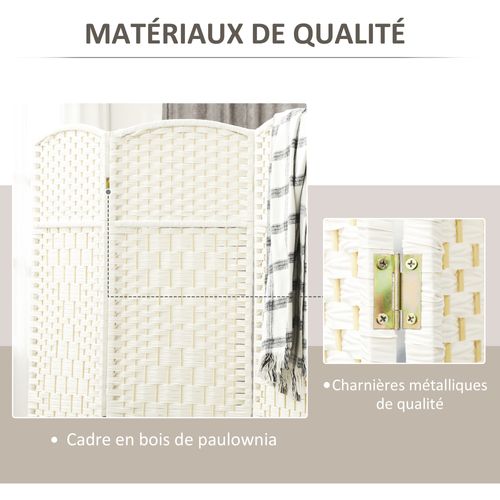 Paravent Intérieur En Bois 4 Panneaux 180 X 180 Cm Séparateur De Pièce Pliable Bois