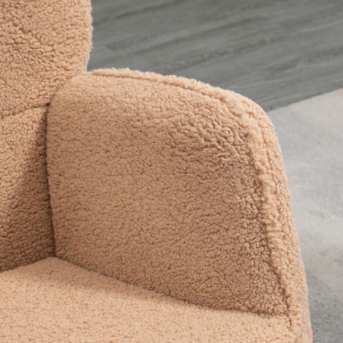 Fauteuil à Bascule Revêtement Bouclette Acier Et Bois Massif Marron