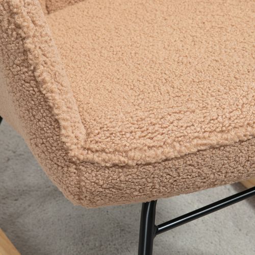 Fauteuil à Bascule Revêtement Bouclette Acier Et Bois Massif Marron