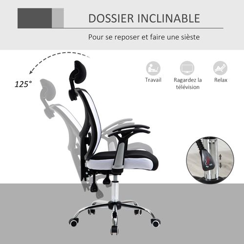 Chaise De Bureau Manager Réglable Inclinable Tissu Maille Polyester
