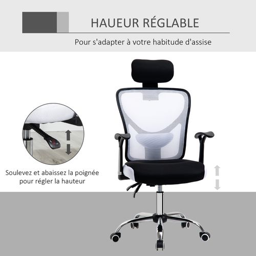Chaise De Bureau Manager Réglable Inclinable Tissu Maille Polyester