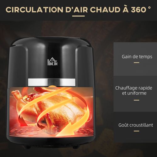 Friteuse Sans Huile 4l Air Fryer 1300w 12 Programmes Écran Tactile Noir