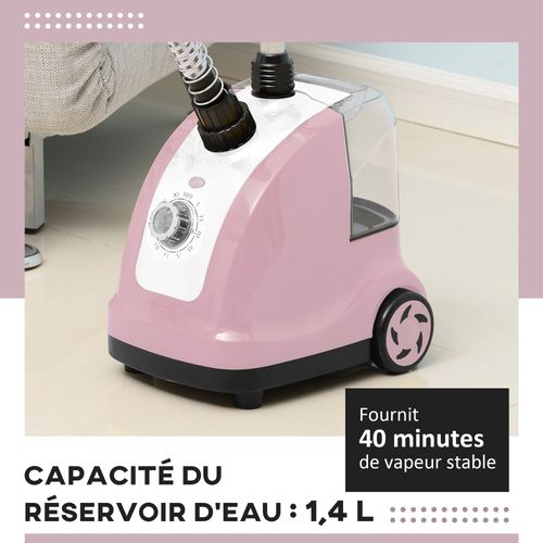 Défroisseur Vapeur Vertical 1,4l 1950w 32g/min Tige Telescopique Rose Noir