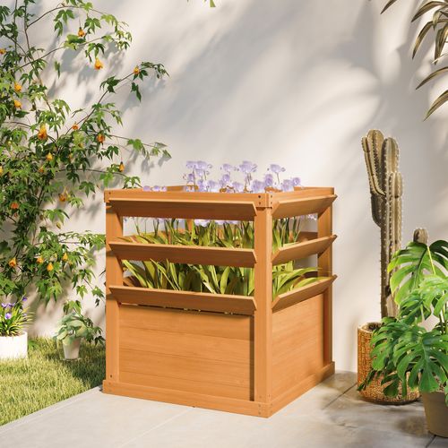 Jardinière Avec Treillis Outsunny - Bac à Fleurs Bois Sapin 76x36x170cm - Fond à Lattes