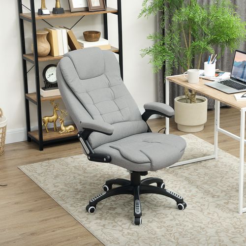 Fauteuil De Bureau Direction Massant Chauffant Réglable Gris Clair