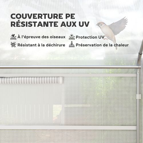 Serre De Jardin 12 M² Porte 2 Grandes Fenêtres Enroulables Maillées