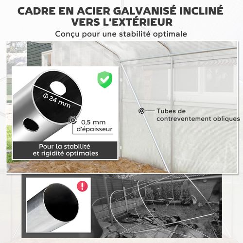 Serre De Jardin 12 M² Porte 2 Grandes Fenêtres Enroulables Maillées