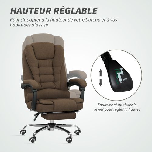 Fauteuil De Bureau Manager Repose-pied Dossier Inclinable Lin